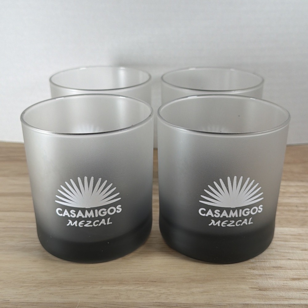 4 Casamigos Tequila Rocks Lowball Glasses Gray Hand Wash Only